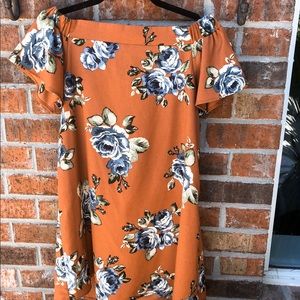 Altar’d State rust orange & blue strapless dress!